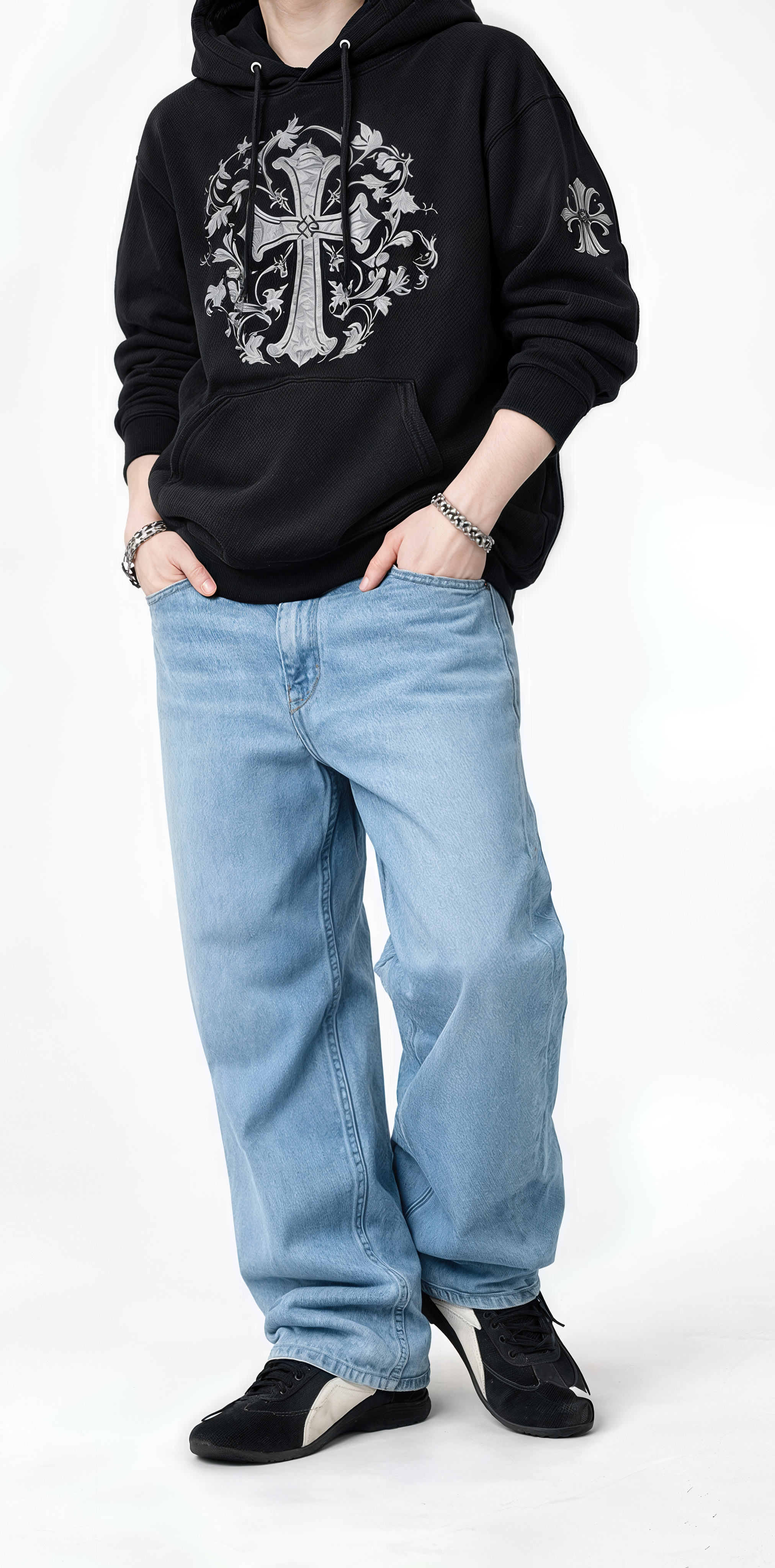 Classic Sky-Blue Baggy Denim Jeans