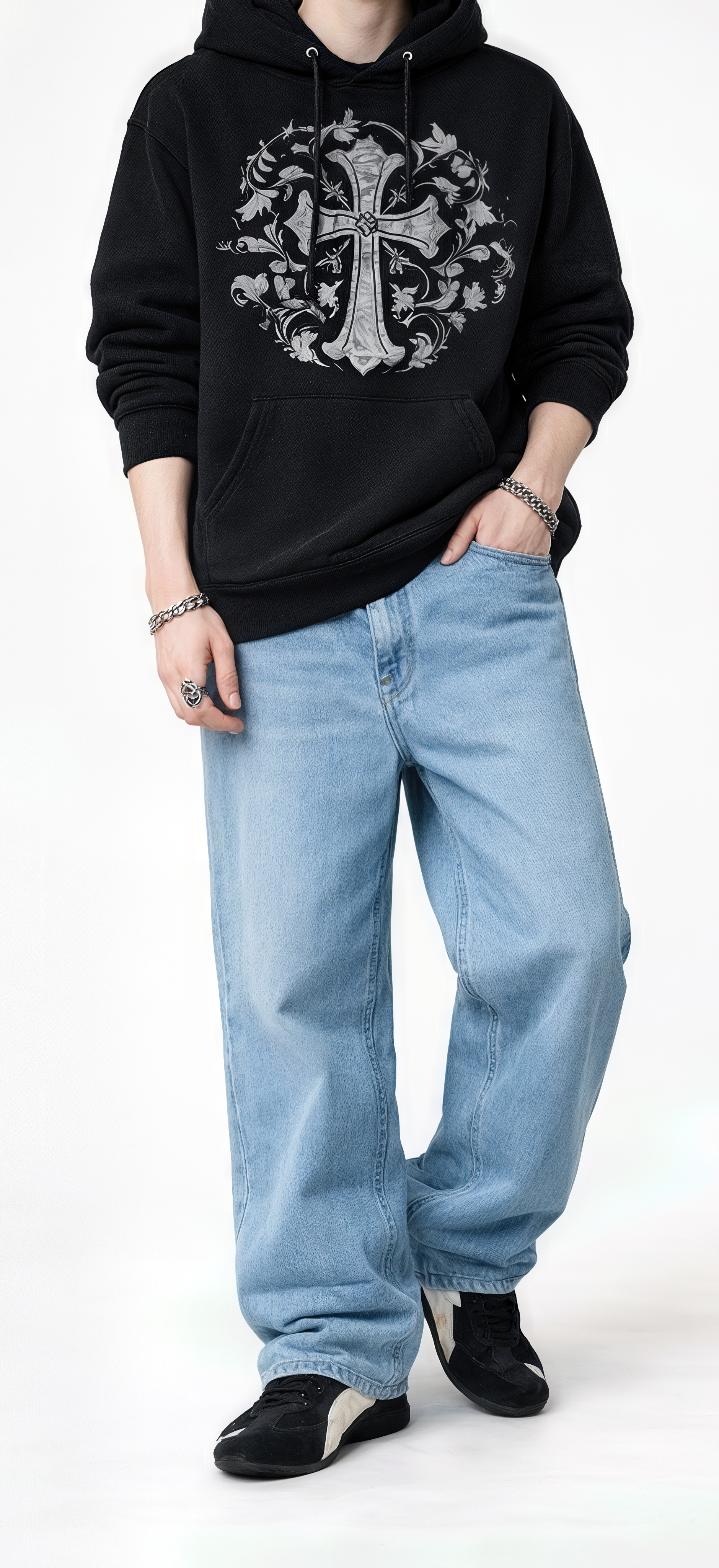 Classic Sky-Blue Baggy Denim Jeans