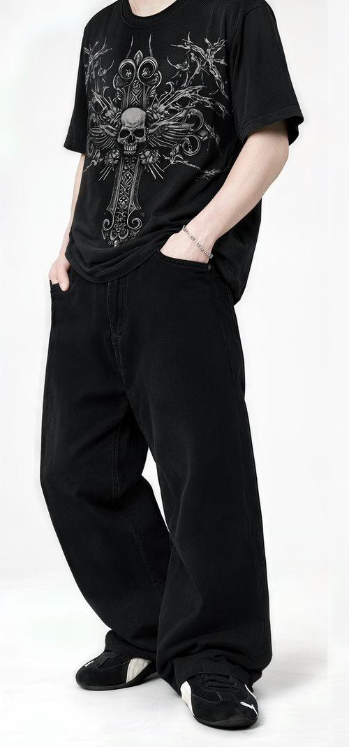 Classic Black Baggy Denim Jeans